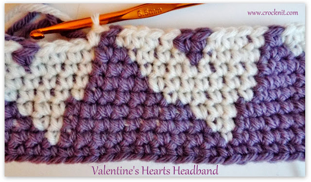 free crochet patterns, how to crochet, headbands, headwear, hearts, tapestry crochet,