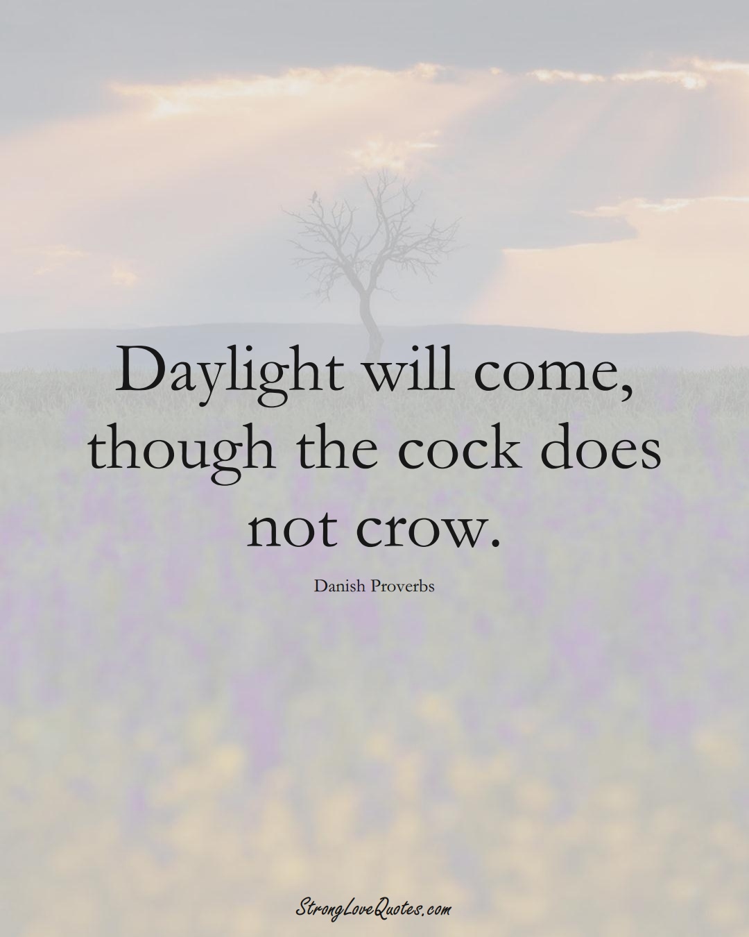 Daylight will come, though the cock does not crow. (Danish Sayings);  #EuropeanSayings