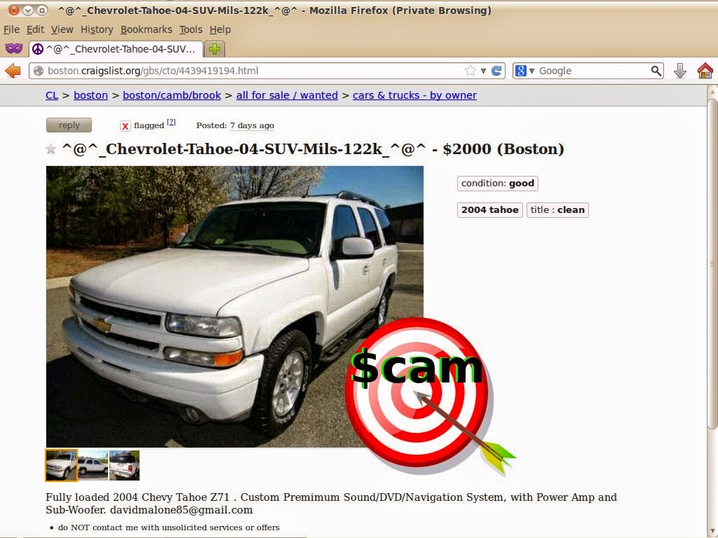 Craigslist Scam Ads Detected 02 27 2014 Update 2 Vehicle Scams