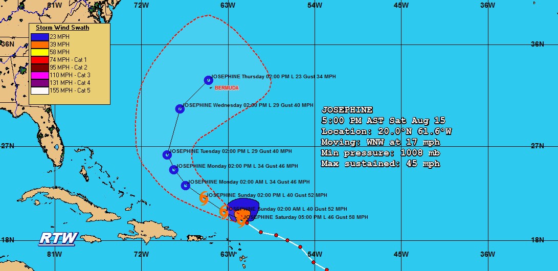 Ralph's Tropical WeatherRTW TROPICAL STORM JOSEPHINE 500 PM EDT UPDATE