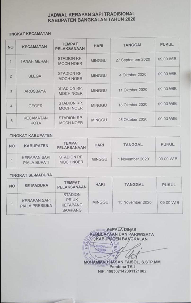 Jadwal Terbaru Kerapan Sapi Madura 2020 - Gerbang Pulau Madura