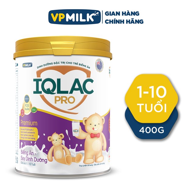 TPBS - SPĐ IQLac Pro Biếng Ăn Suy Dinh Dưỡng VP Milk Premium - 400g  Dành cho trẻ từ 1 đến 10 tuổi