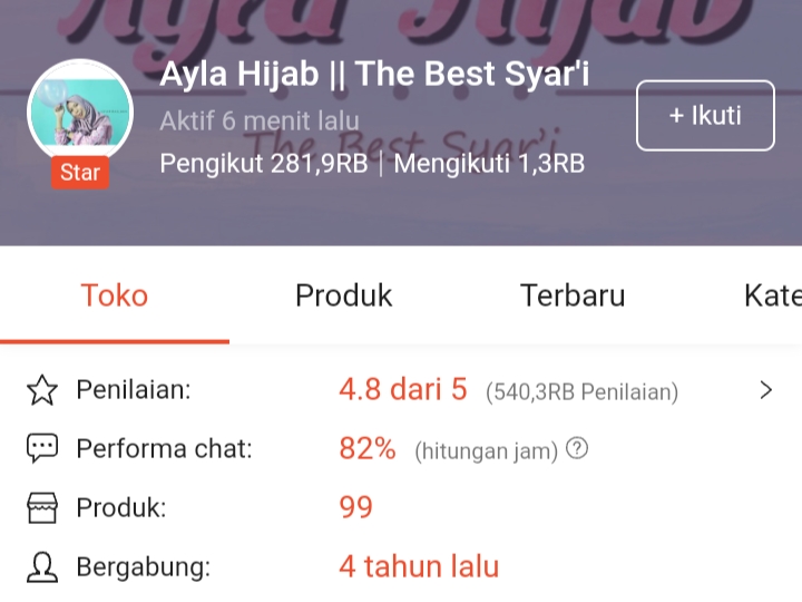 Ayla Hijab || The Best Syar'i Supplier Shopee Terbaik Kategori Fashion Muslim