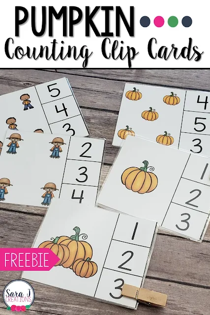 Free pumpkin counting clip cards make awesome counting practice and fine motor practice for preschool or kindergarten.