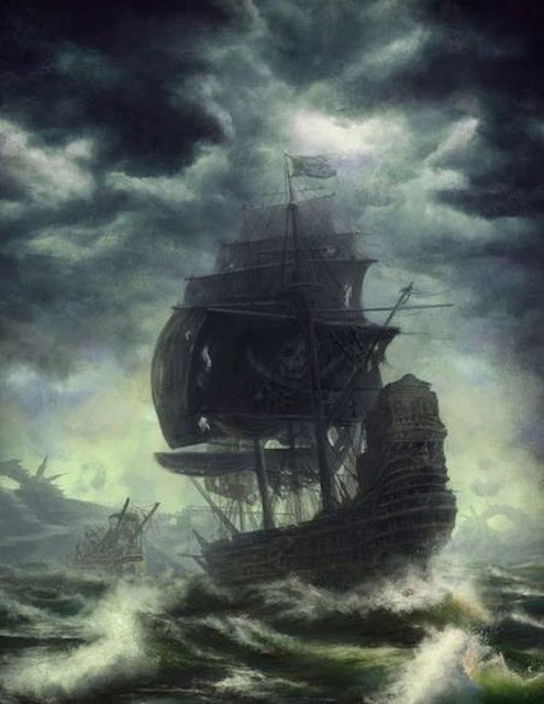 Бурные воды, рваные паруса — призрачный корабль в естественной среде