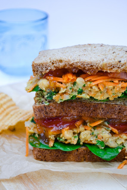 Spicy Vegan Chickpea and Carrot Sandwiches