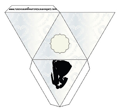 Wedding Silhouettes: Free Printable Boxes. Free Printable Pyramid Box.