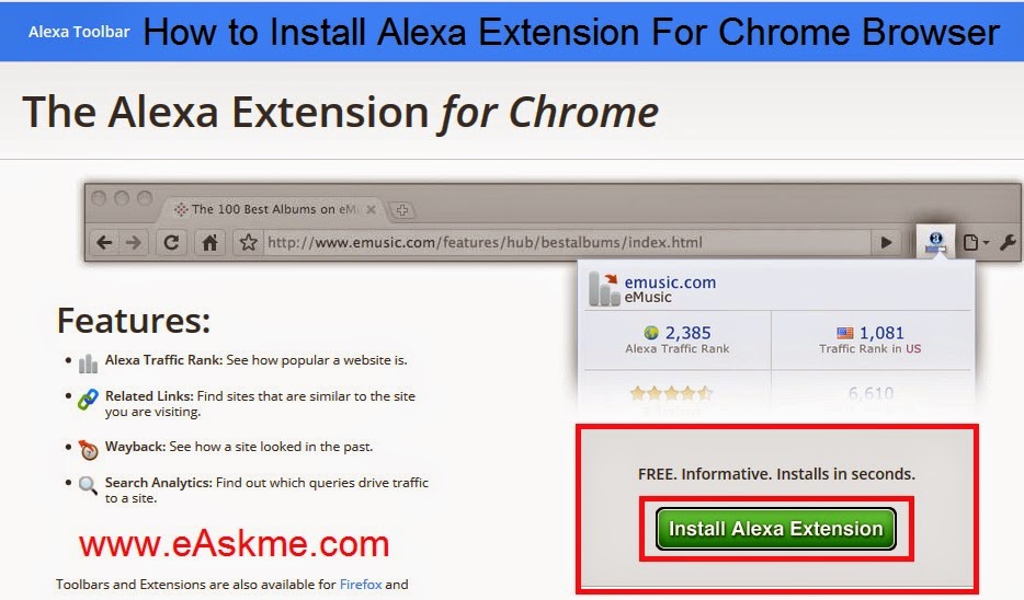 How to Install Alexa Extension For Chrome Browser : eAskme How to Install Alexa Toolbar on Chrome Browser : eAskme