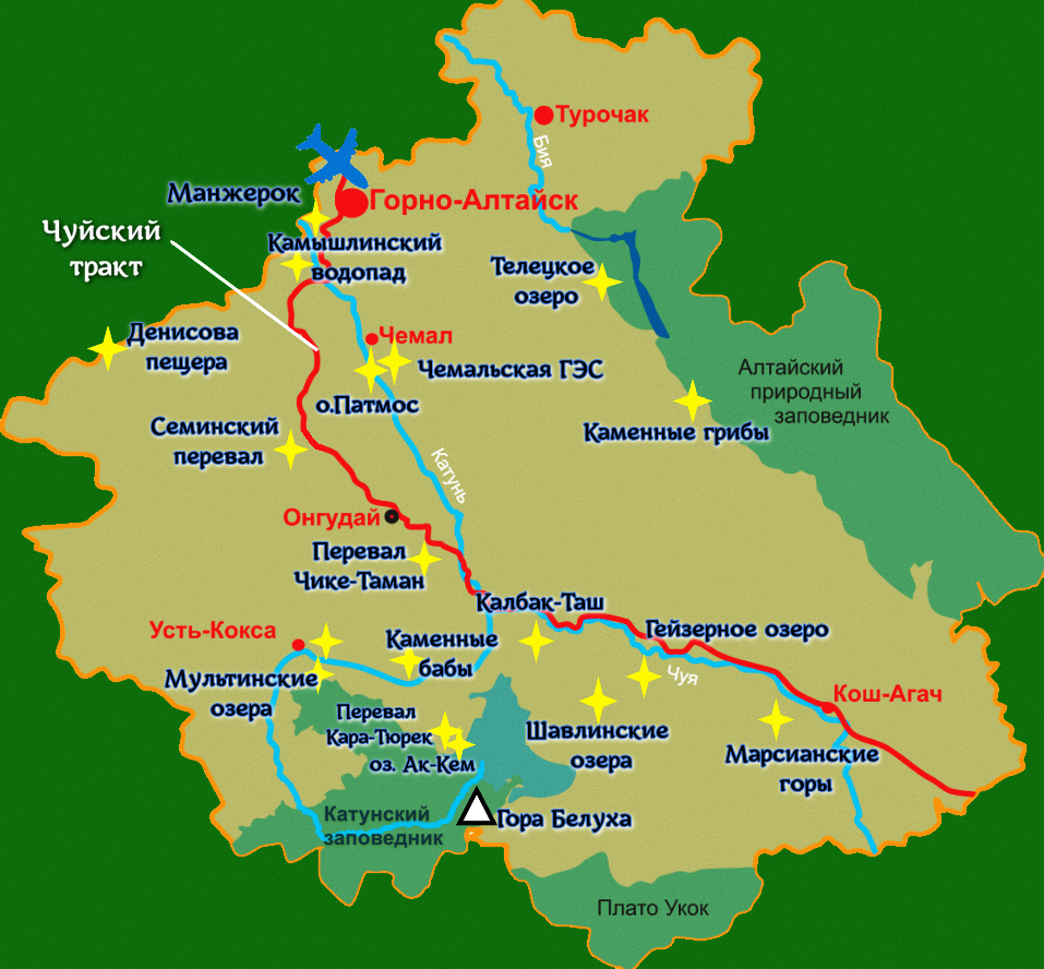Код горно алтайска. Горный Алтай и Республика Алтай на карте. Карта Алтая и горного Алтая с населенными пунктами. Районы горного Алтая на карте. Карта горного Алтая с достопримечательностями.