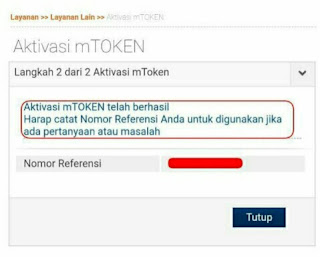 aktivasi mToken berhasil