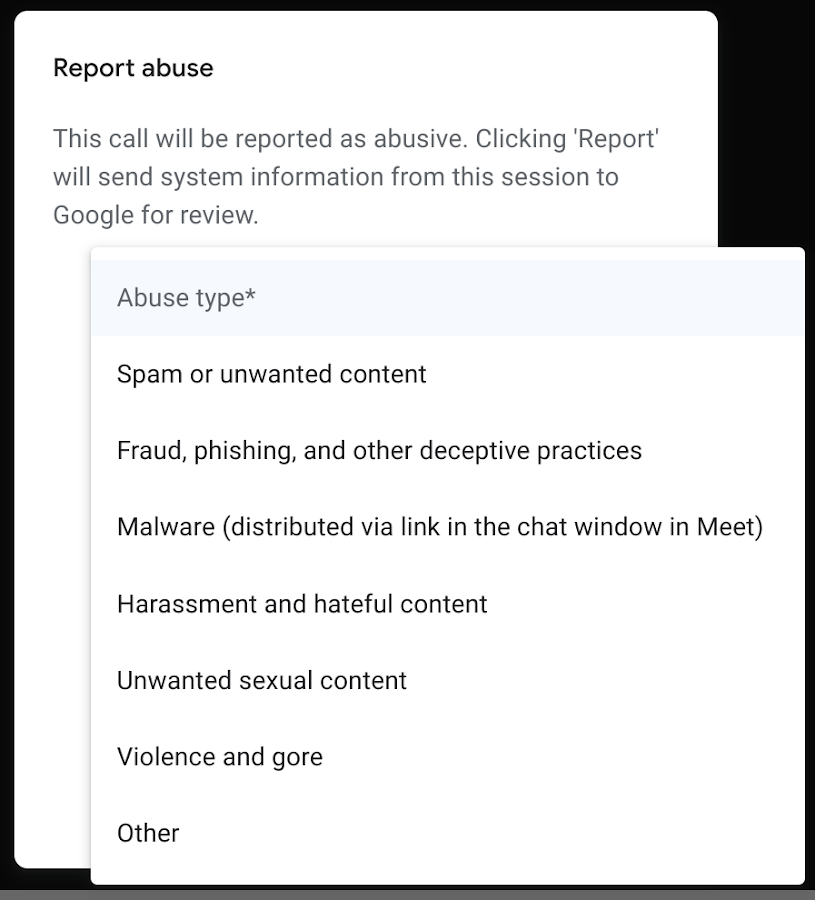 report abuse at gmail