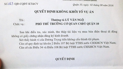 Không khởi tố hình sự vụ "bán điện thoại cùi bắp"