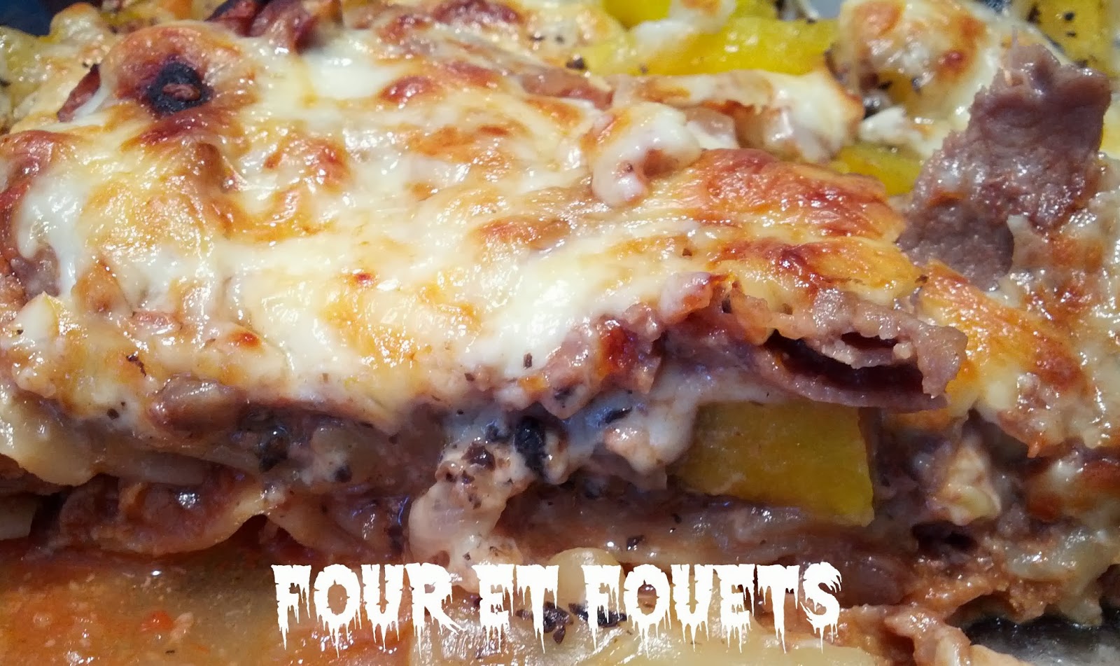 Four et Fouets pour Sara Lasagne au boeuf mijoté au vin, champignons et courgette