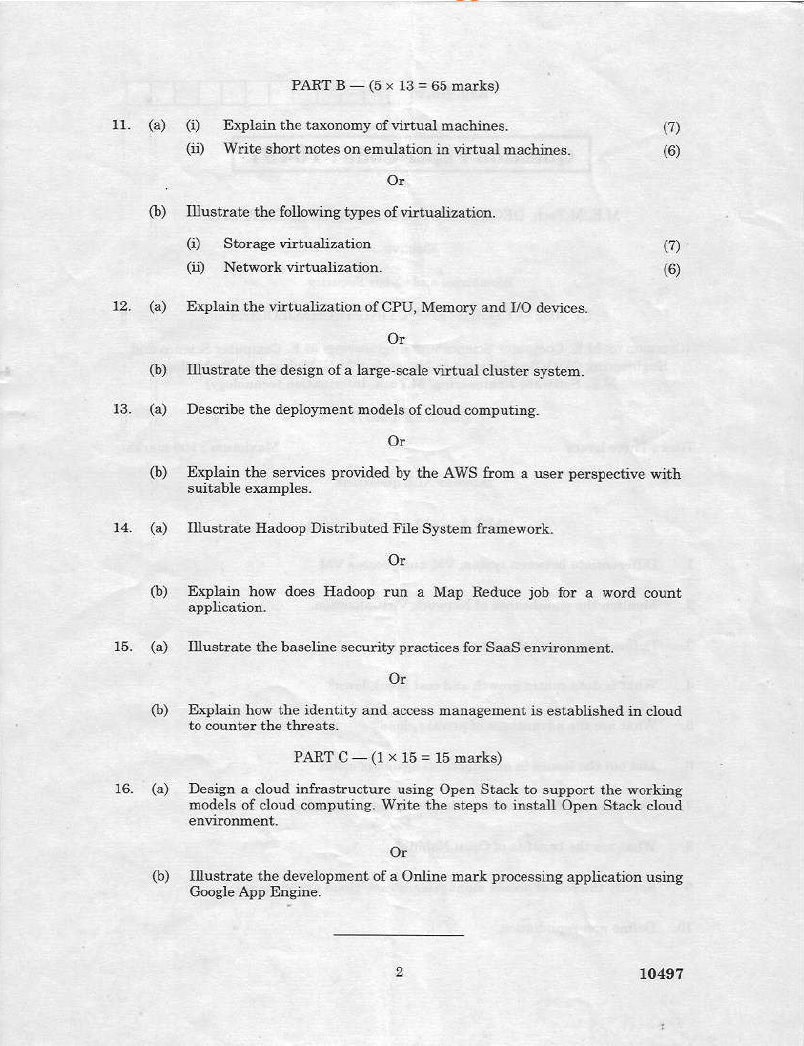 Anna University CP 5092CLOUD COMPUTING TECHNOLOGIES APRIL MAY 2019