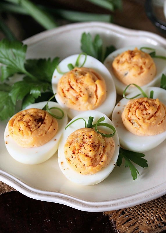 Pumpkin (Shaped!) Deviled Eggs The Kitchen is My Playground