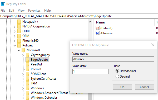 Side by Side Edge Legacy Stabiele Chromium-registervermelding