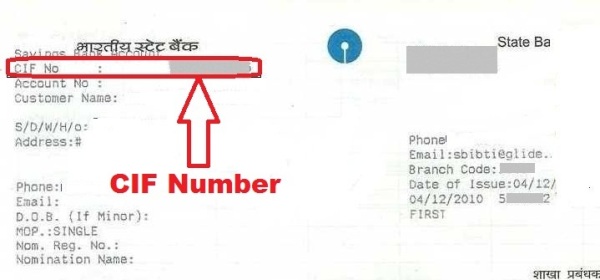 how to find cif number in sbi bank passbook