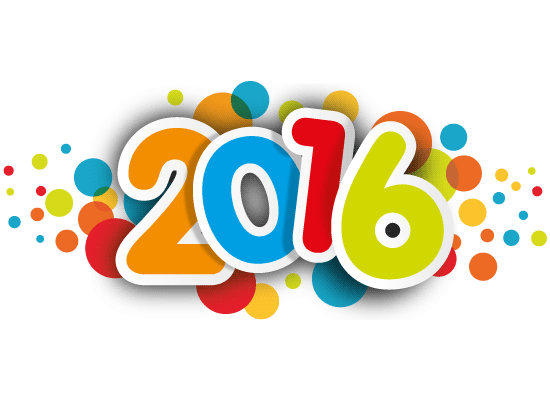 Nuevo año 2016 en coloridas pegatinas