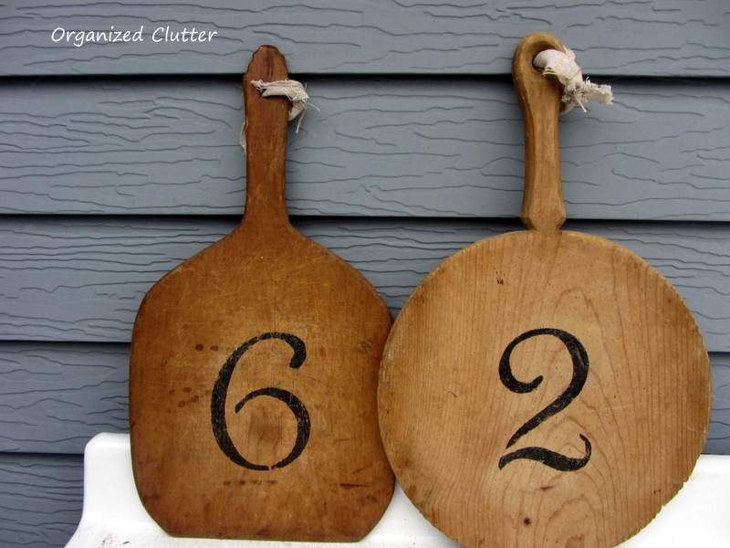 Vintage Cutting Boards with Hand Painted Numbers www.organizedclutterqueen.blogspot.com