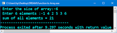 Program in C++ to find the sum of all array elements using function
