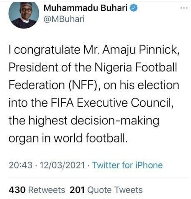 NFF President Amaju Pinnick Celebtrates His Election into FIFA council seat