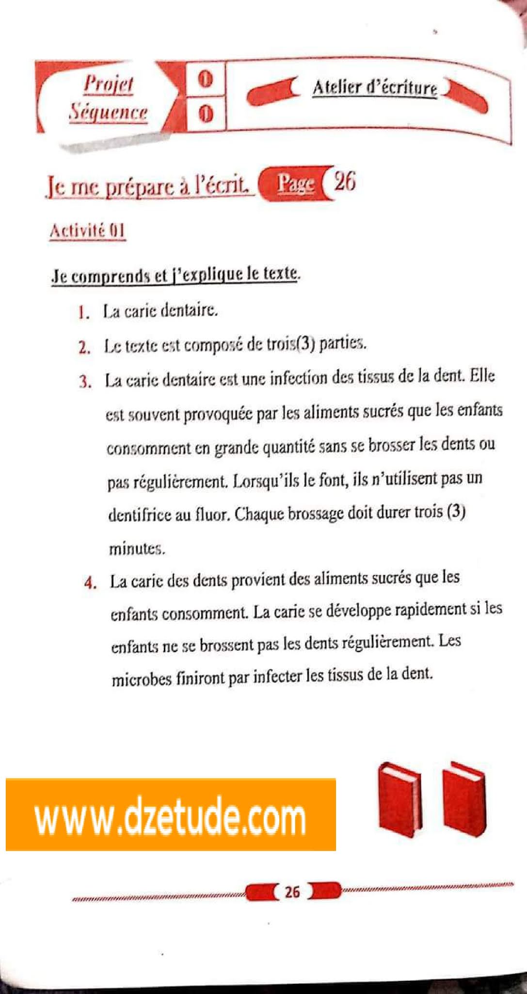 حل تمارين صفحة 26 الفرنسية للسنة الأولى متوسط الجيل الثاني