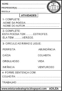 Poesia para educação infantil,dia do trabalho