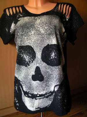 czaszki diy gothic psychobilly kości koszulka punk horror