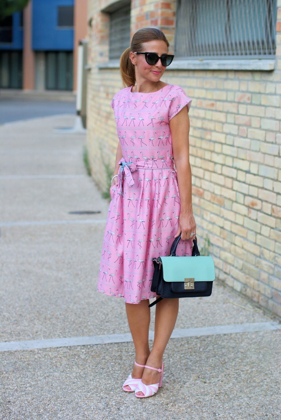 Pink Walking Flamingo dress and Candy sandals | Fashion and Cookies ...