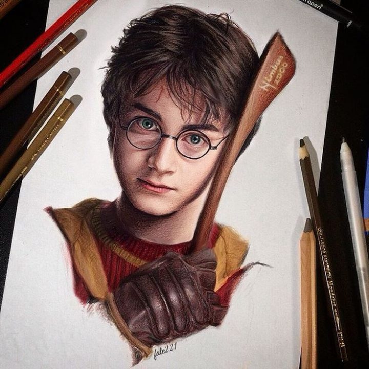 Harry Potter colored drawing by Angie Blakewood