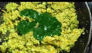 Spinach puree in sauteed hara bhara kabab mixture