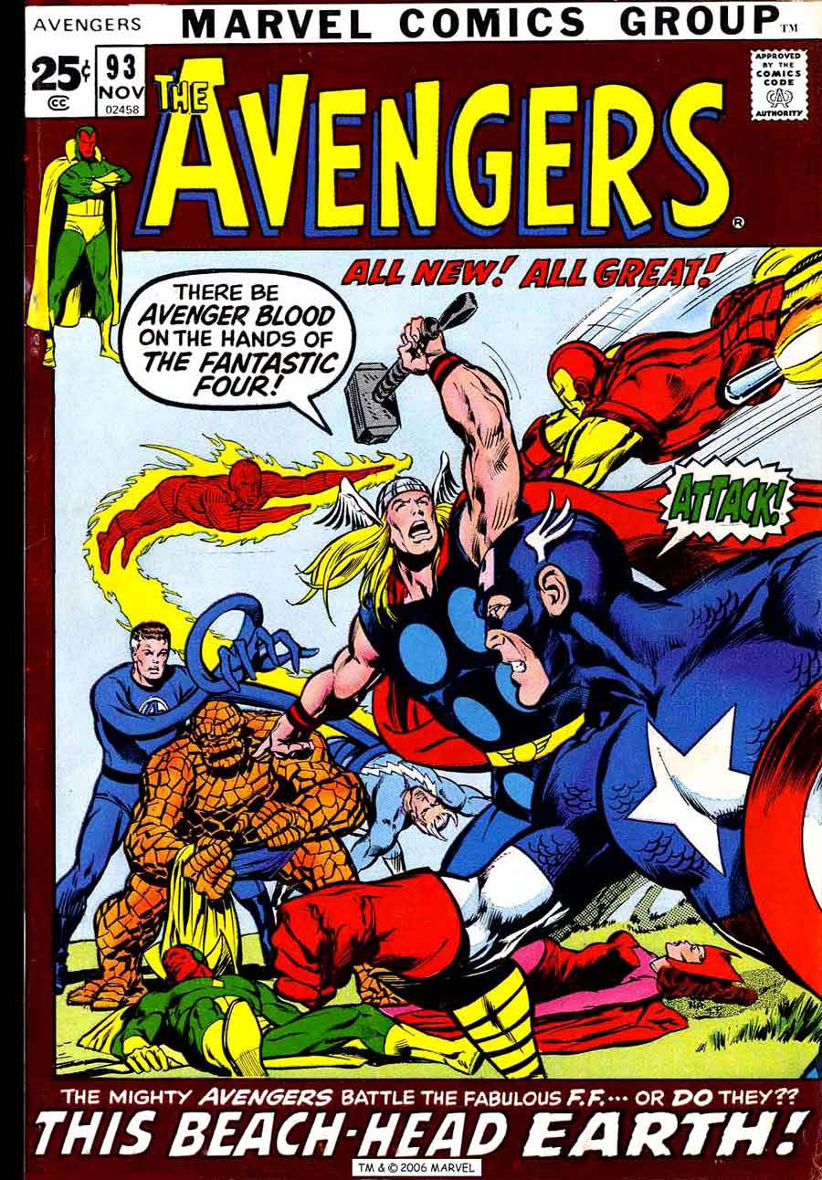 Avengers v1 #93 marvel comic book cover art by Neal Adams Avengers v1 #93 marvel comic book cover art by Neal Adams