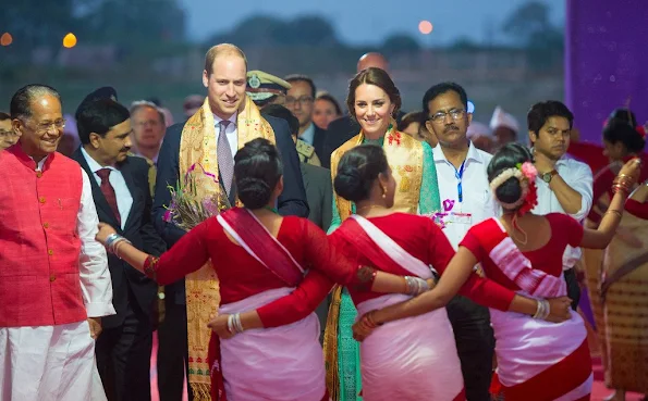 Catherine, Duchess of Cambridge and Prince William, Duke of Cambridge arrive at Tezpur Airport