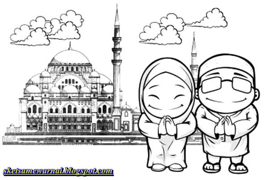 Sketsa Mewarnai Gambar Anak Islami Sketsa Mewarnai Gambar Anak Islami