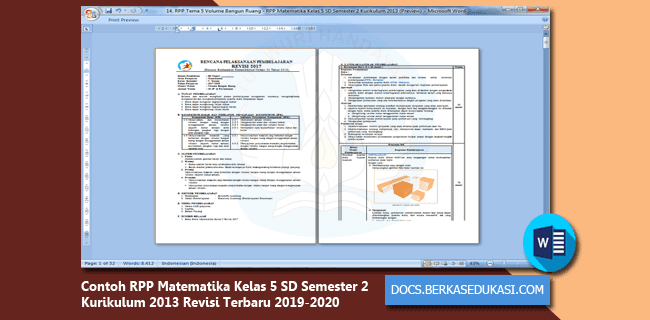 Contoh RPP Matematika Kelas 5 SD Semester 2 Kurikulum 2013
