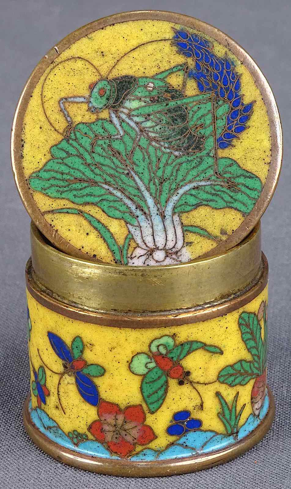 opium box China a yellow metal decorated opium box, old China
