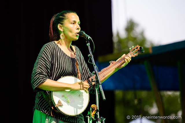 Rhiannon Giddens with Francesco Turrisi at Hillside Festival on Friday, July 12, 2019 Photo by John Ordean at One In Ten Words oneintenwords.com toronto indie alternative live music blog concert photography pictures photos nikon d750 camera yyz photographer