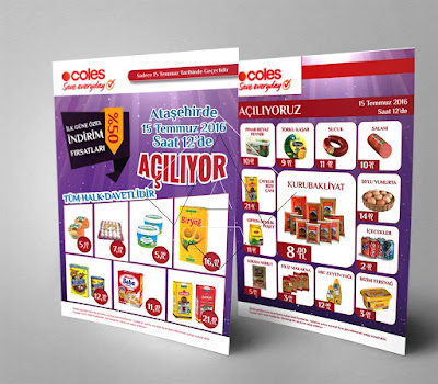 Market, süpermarket ürün kampanya indirim el ilanı broşür tasarım örneği