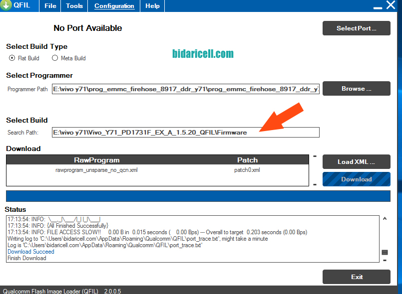 CARA FLASH VIVO Y71 (PD1731F) LOGO VIA QFIL Reparasi