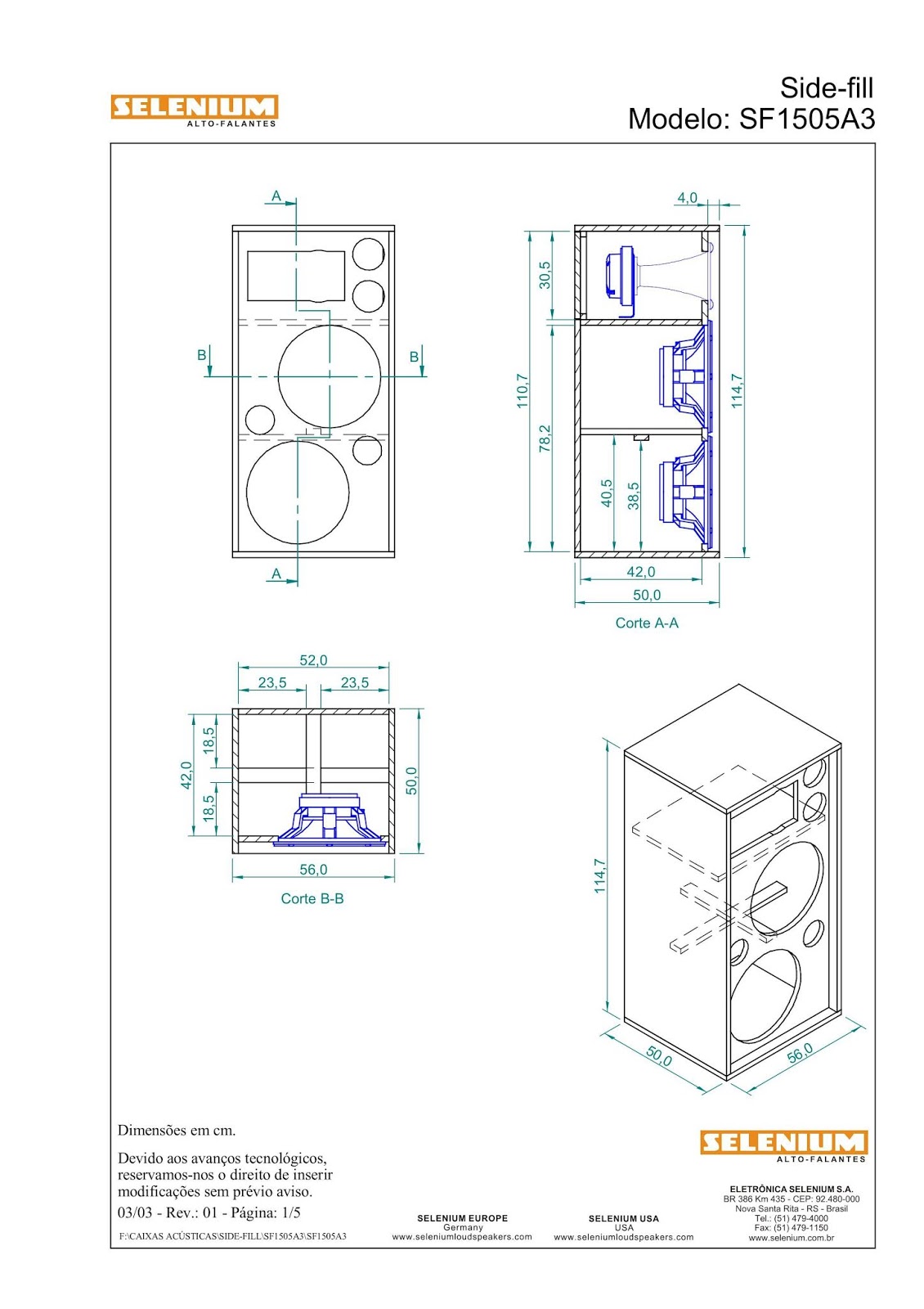 Planos para bafles y cajas acústicas Side Fill