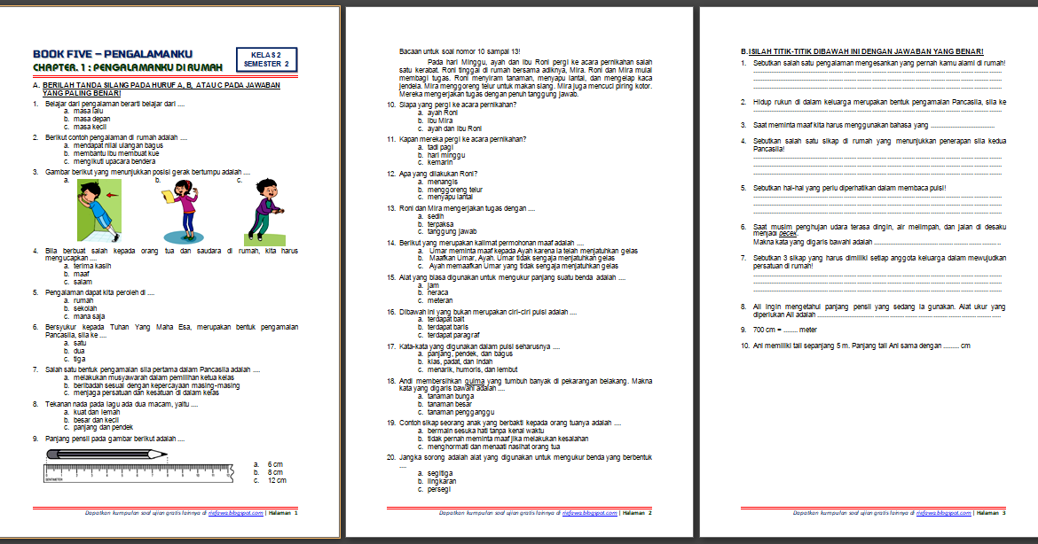 Download Soal Ukk / Uas Genap / Pas Semester 2 Kelas 2 Sd