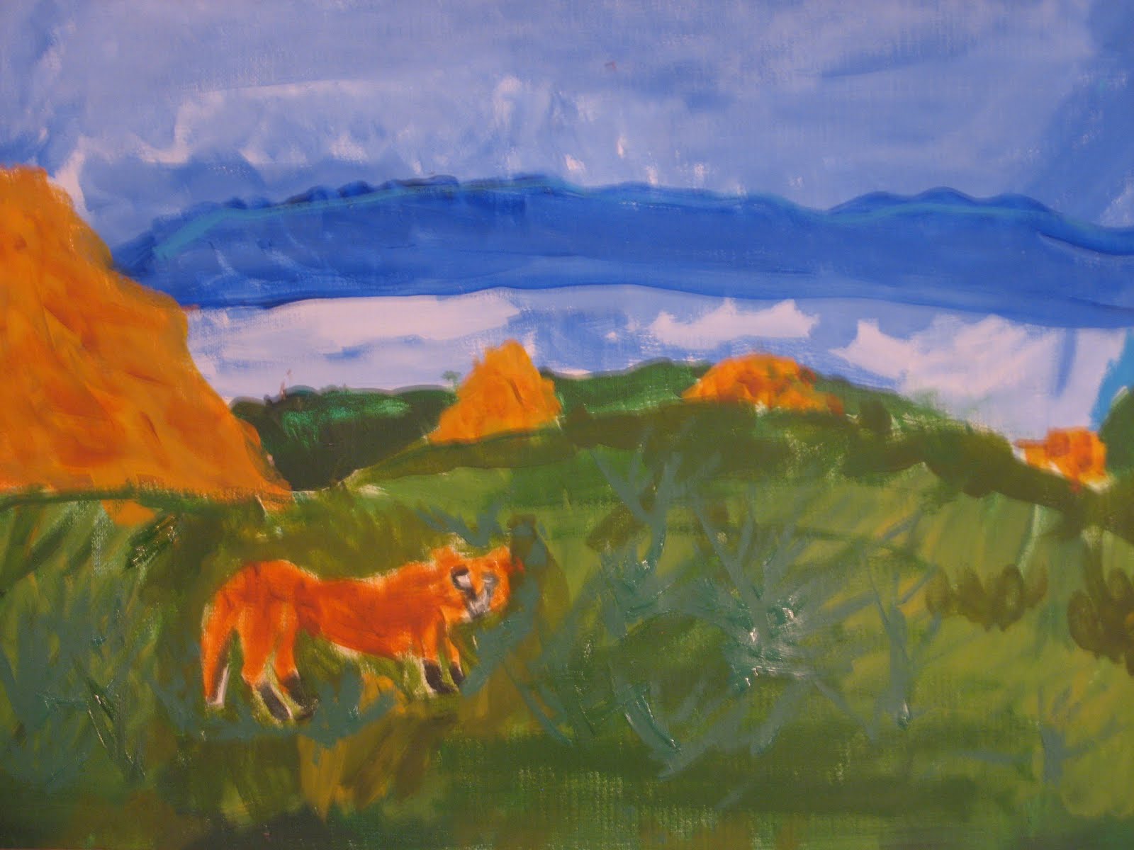 Carl Rungius style landscapes and wildlife in acrylics