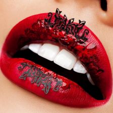 Red Tatooed Lip Art Makeup