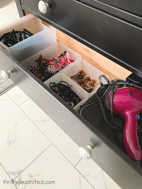 Organizing with bins bathroom drawers