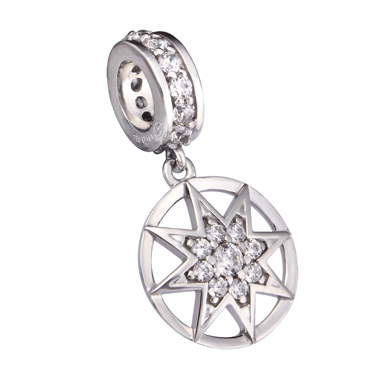 Hạt Charm Me Vàng trắng Ý 18K đính đá CZ PNJ XMXMW000011