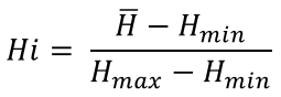 Hi=  (H ̅-H_min)/(H_max-H_min )