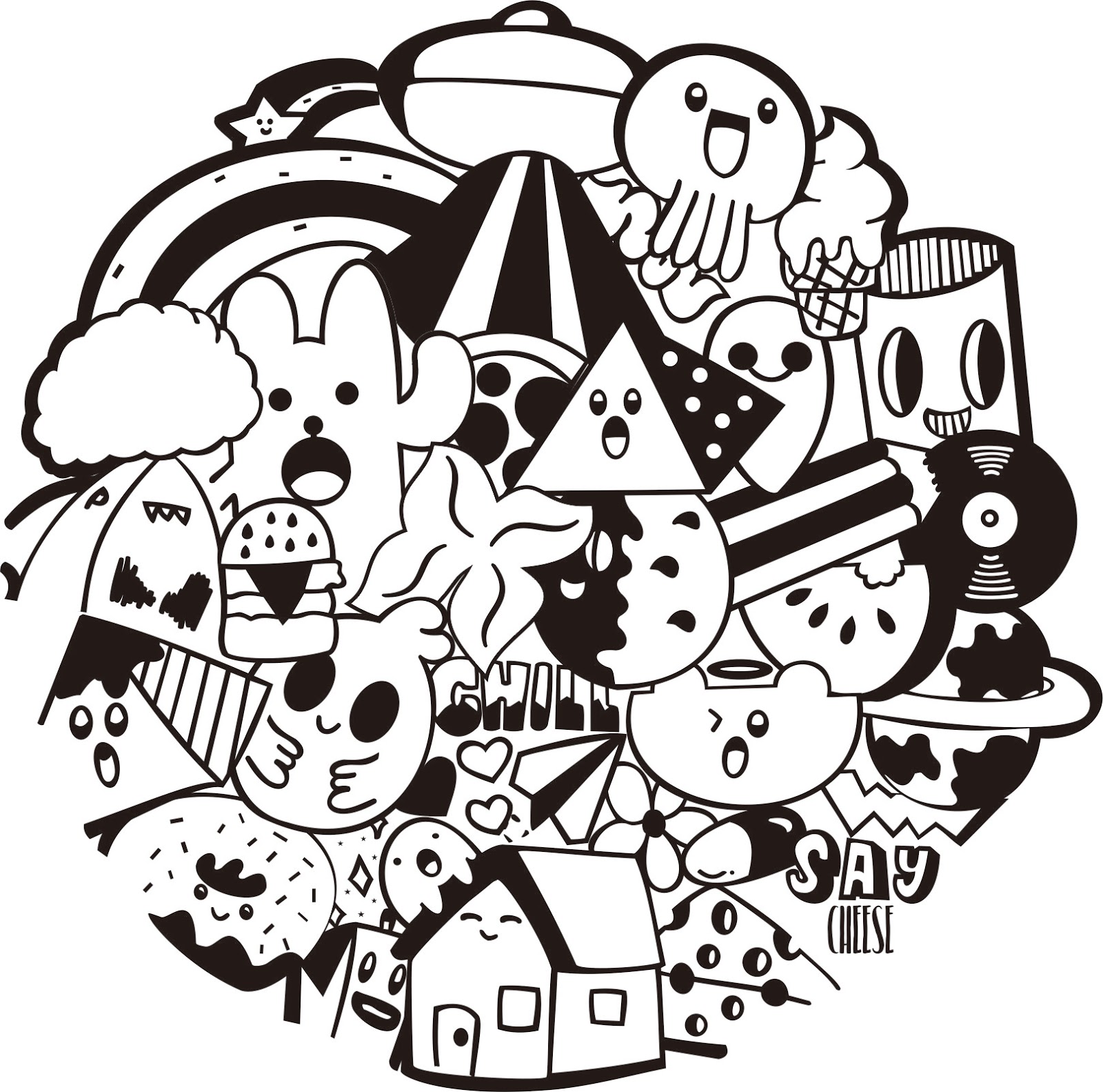 Doodle Art Simple Hitam Putih Sabadoodle