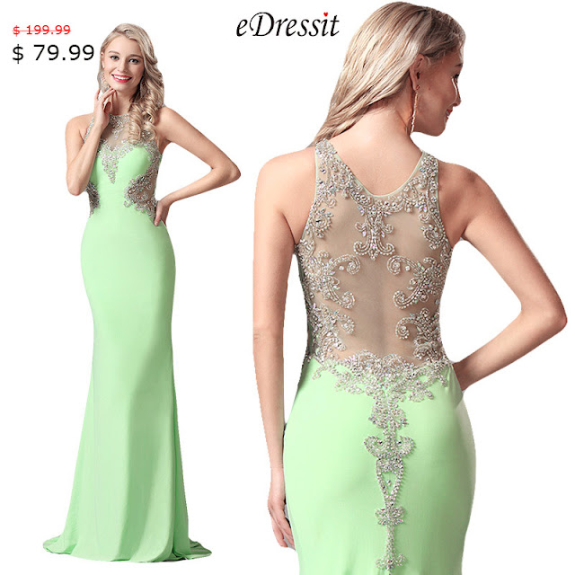 SLEEVELESS LIGHT GREEN GOWN WITH FULLY BEADED BODICE