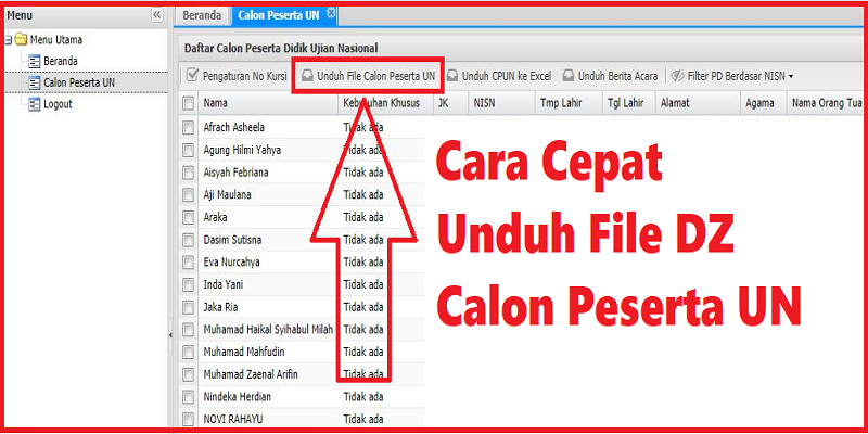 Cara Cepat Unduh File DZ Calon Peserta UN - SOBANG 2