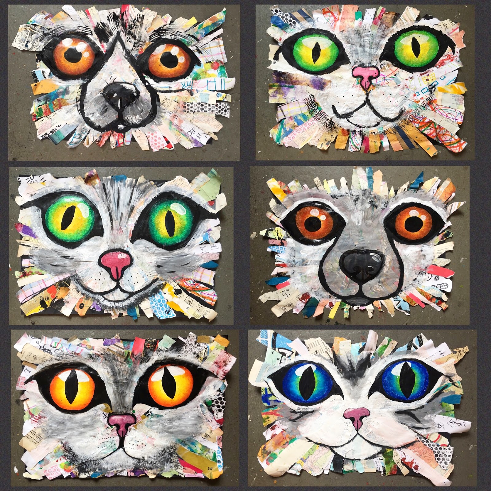 Art Room Britt Oversized Cat and Dog MixedMedia Collages